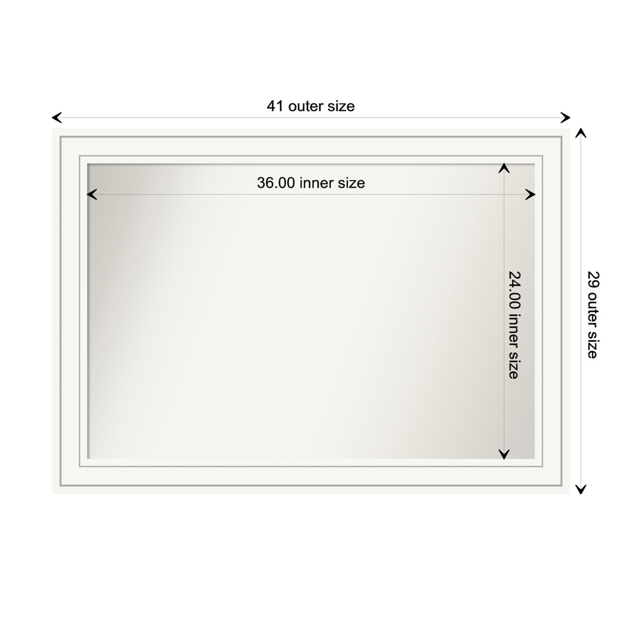 Amanti Art Non-Beveled Wood Wall Mirror, Craftsman White Frame